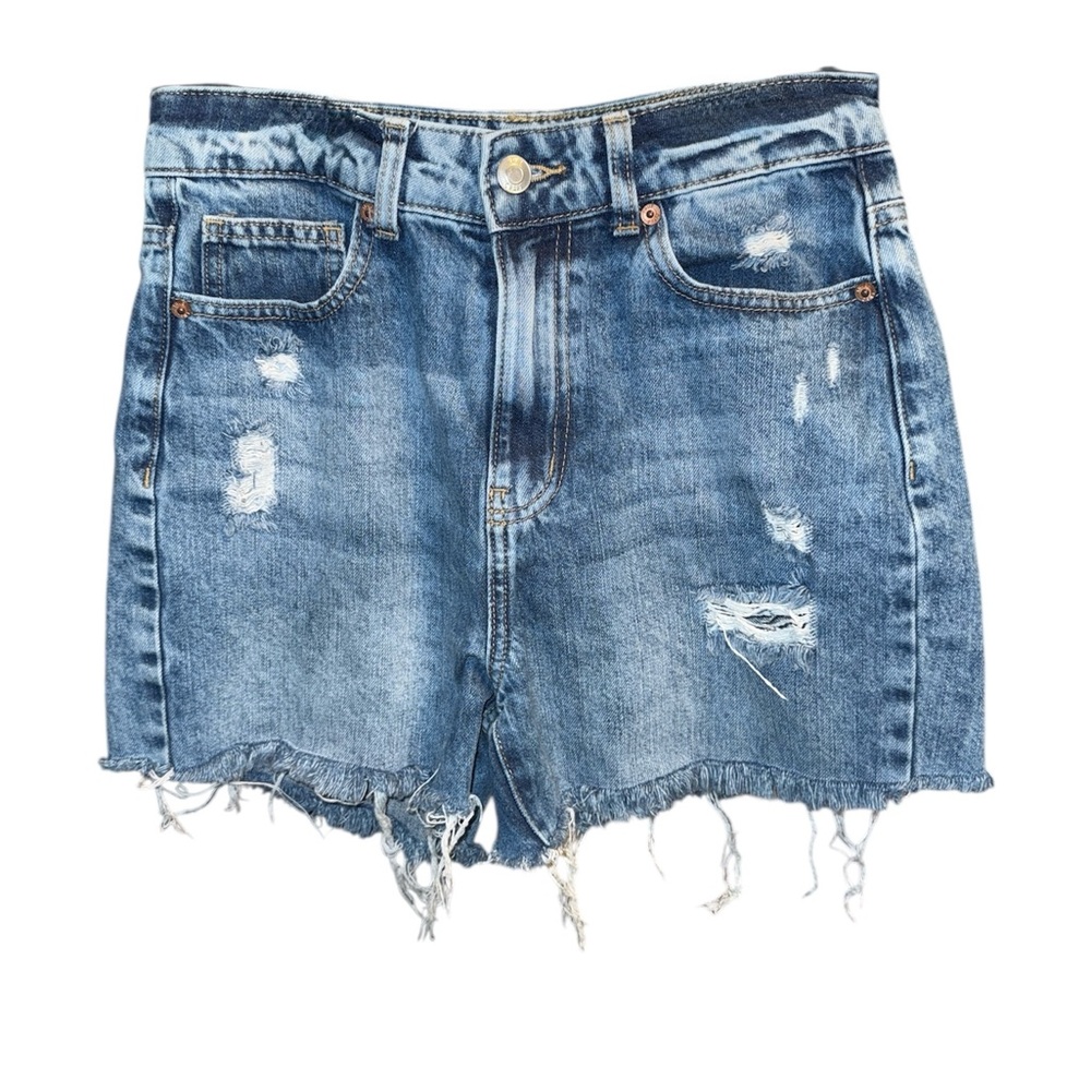 True Craft Bermuda Denim Cut Off Frayed Shorts, Size 5